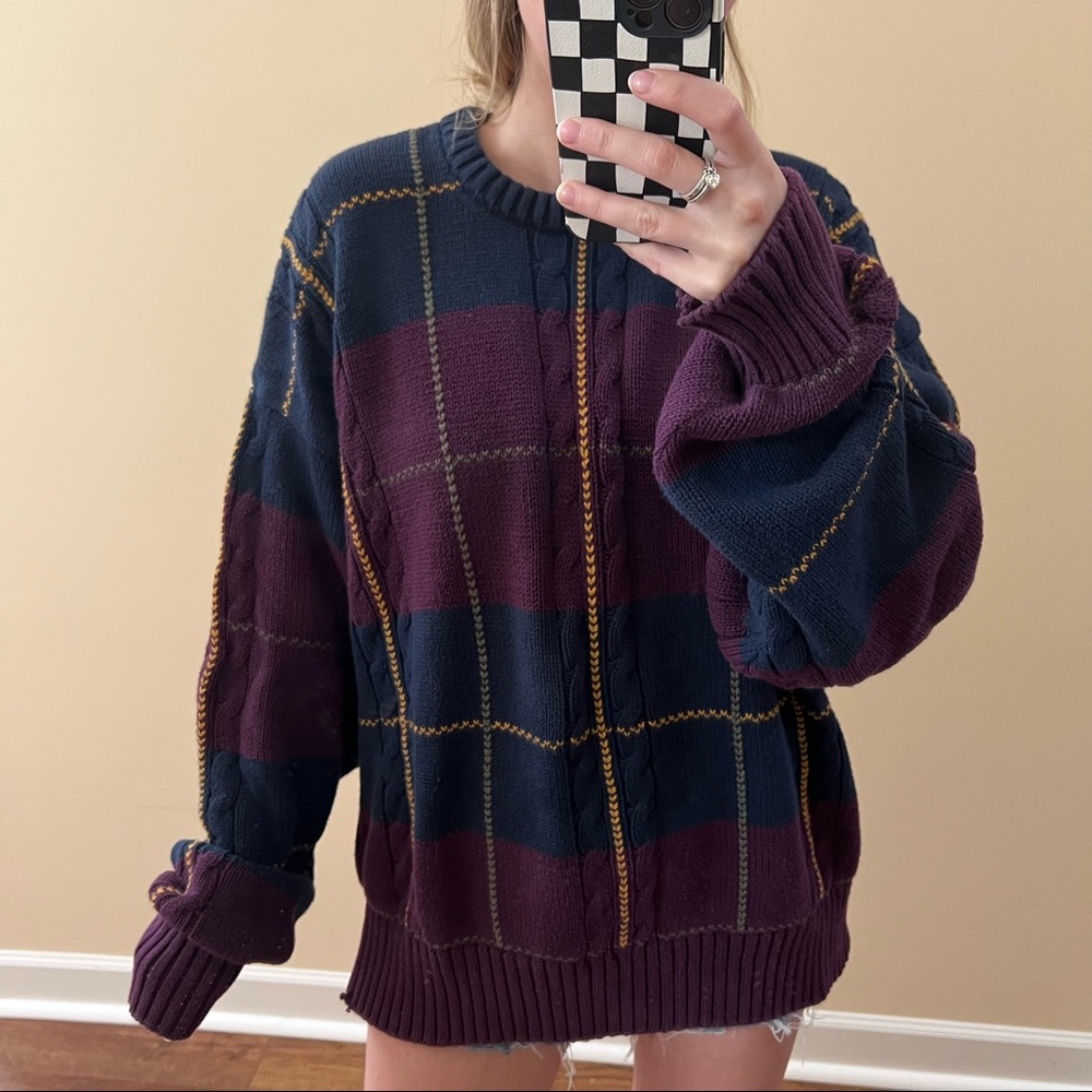 VTG Plaid Crewneck Sweater XL